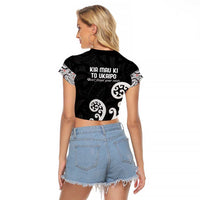 Kia Mau Ki To Ukaipo Raglan Cropped T Shirt Te Reo Maori Koru Fern Art LT9 - Polynesian Pride