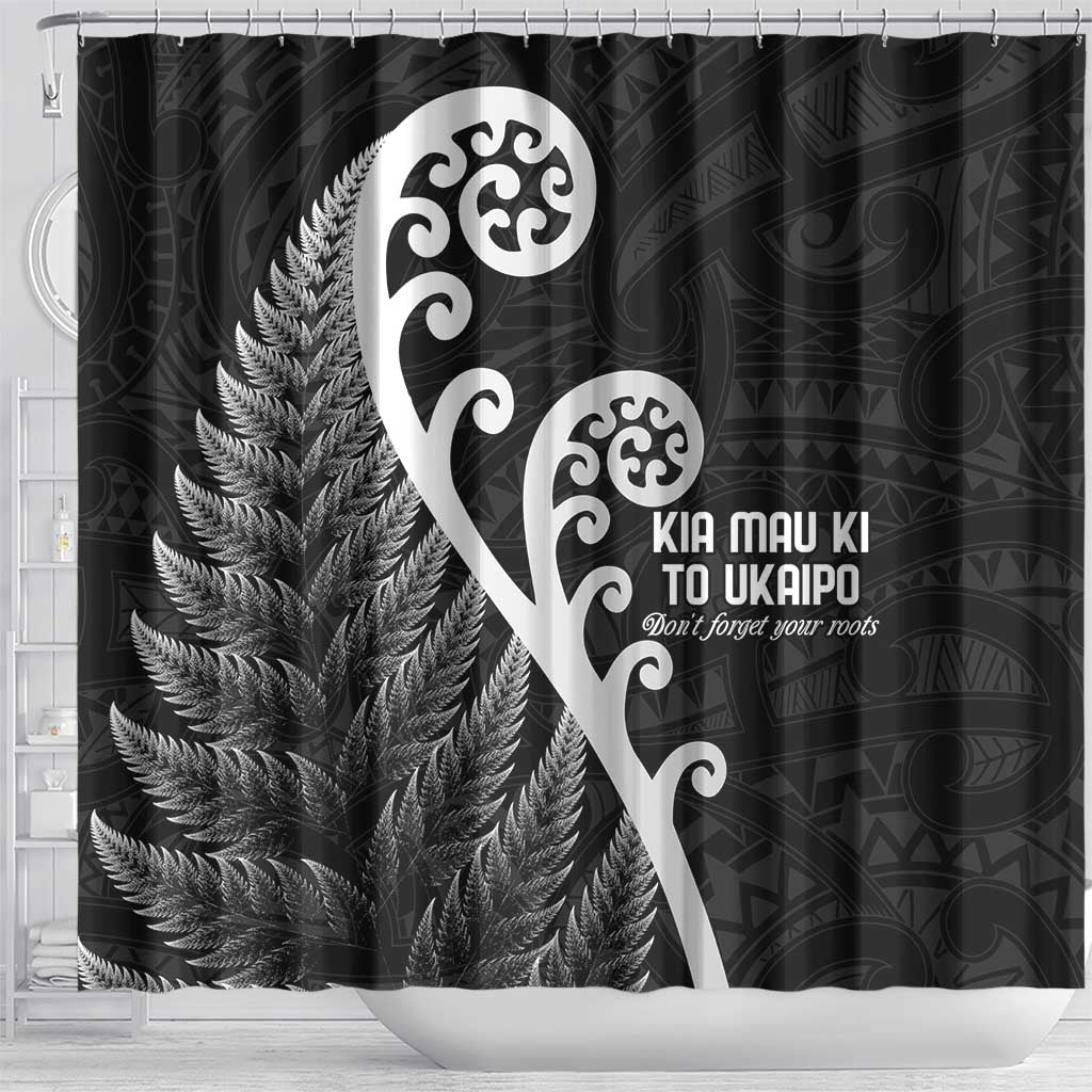 Kia Mau Ki To Ukaipo Shower Curtain Te Reo Maori Koru Fern Art LT9 - Polynesian Pride