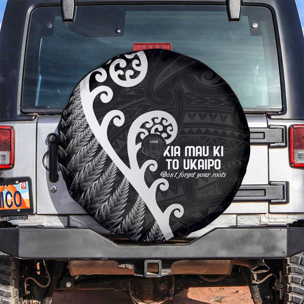 Kia Mau Ki To Ukaipo Spare Tire Cover Te Reo Maori Koru Fern Art LT9 Black - Polynesian Pride