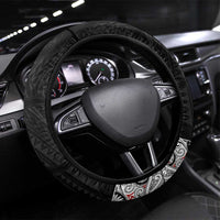 Kia Mau Ki To Ukaipo Steering Wheel Cover Te Reo Maori Koru Fern Art LT9 Universal Fit Black - Polynesian Pride