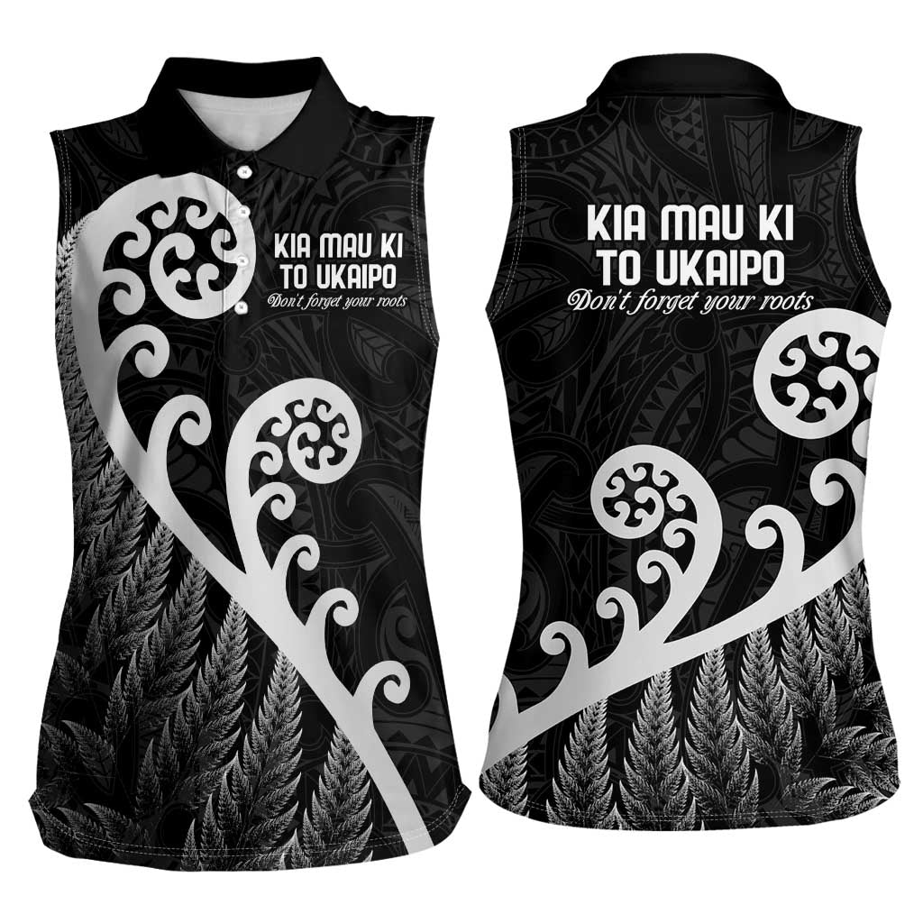 Kia Mau Ki To Ukaipo Women Sleeveless Polo Shirt Te Reo Maori Koru Fern Art LT9 - Polynesian Pride