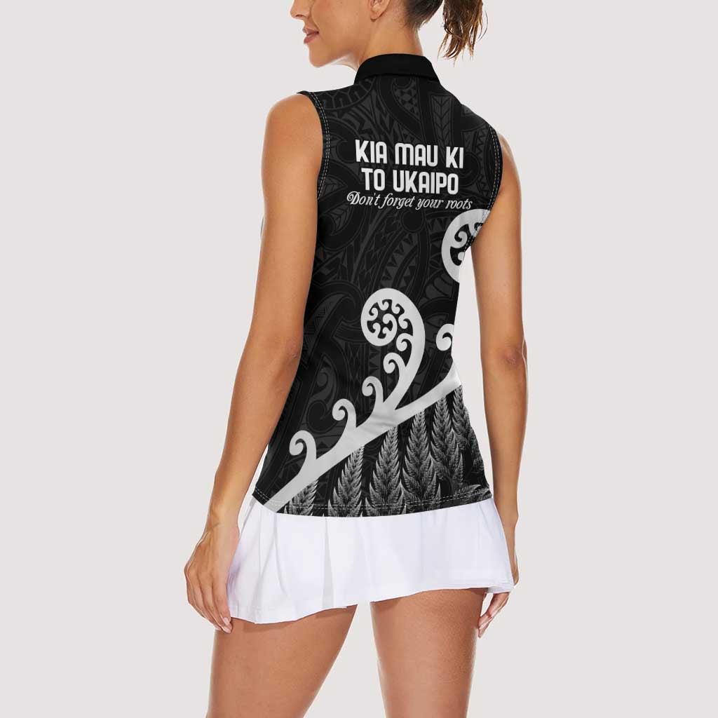 Kia Mau Ki To Ukaipo Women Sleeveless Polo Shirt Te Reo Maori Koru Fern Art LT9 - Polynesian Pride