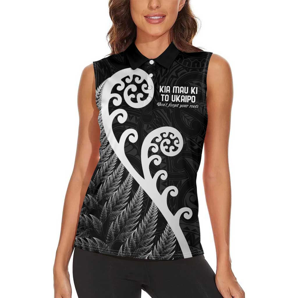 Kia Mau Ki To Ukaipo Women Sleeveless Polo Shirt Te Reo Maori Koru Fern Art LT9 - Polynesian Pride