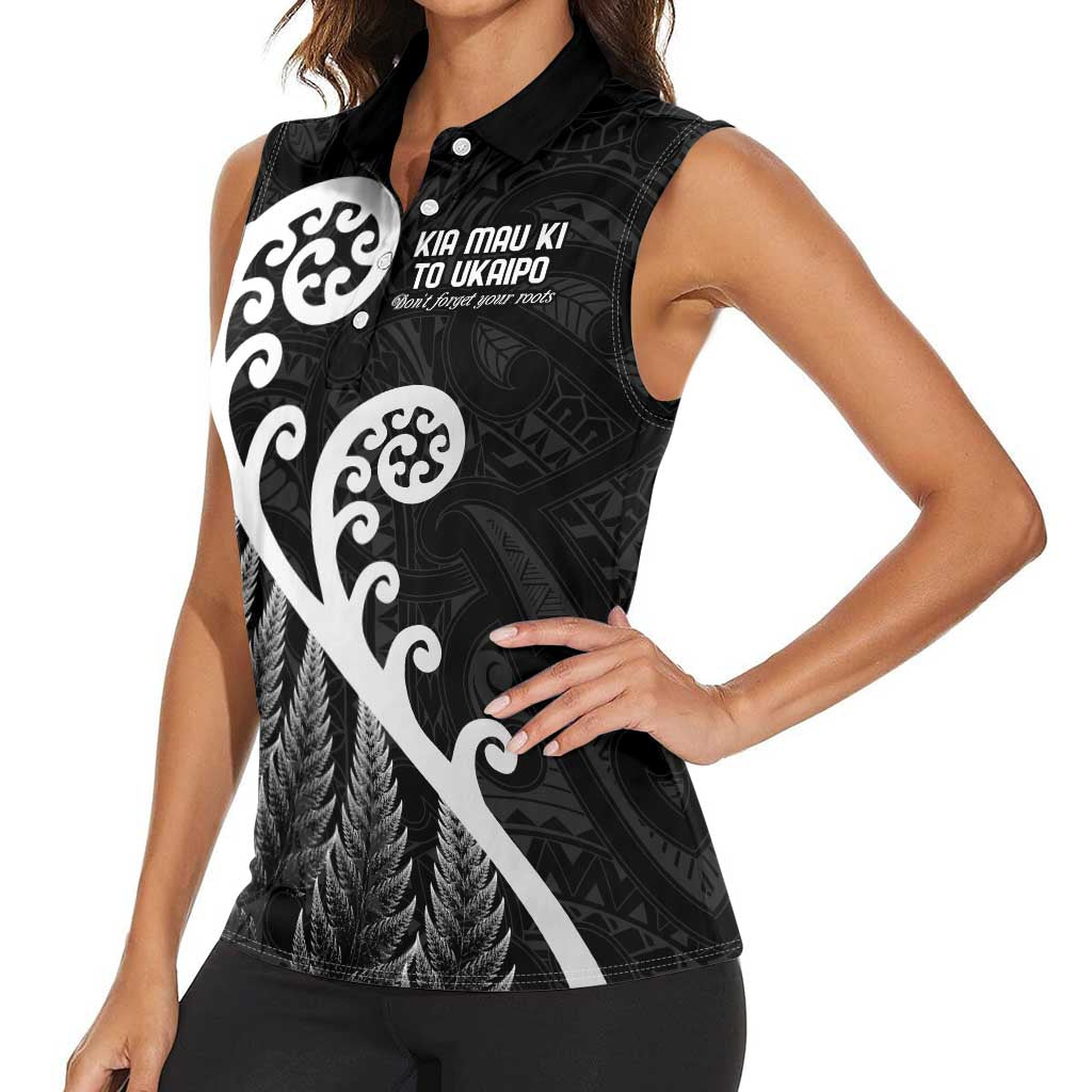 Kia Mau Ki To Ukaipo Women Sleeveless Polo Shirt Te Reo Maori Koru Fern Art LT9 - Polynesian Pride