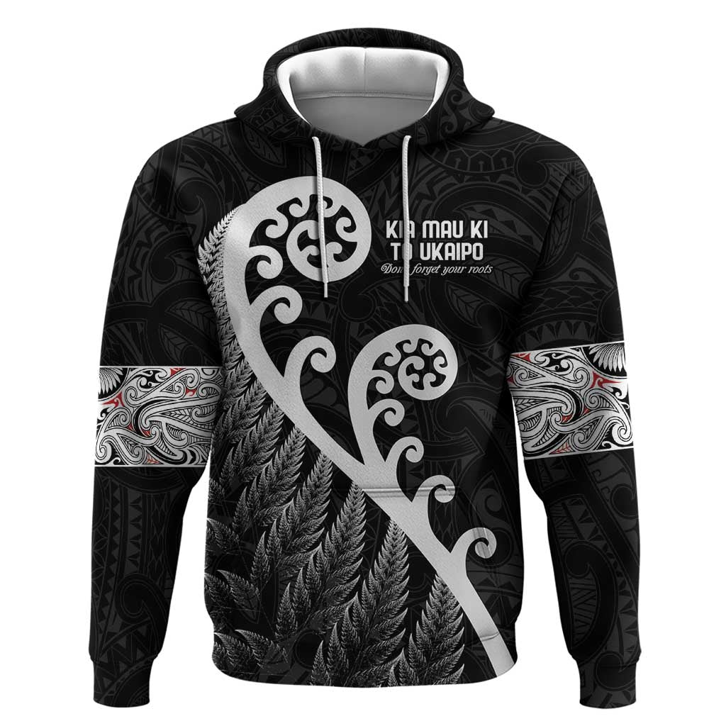 Kia Mau Ki To Ukaipo Zip Hoodie Te Reo Maori Koru Fern Art LT9 Pullover Hoodie Black - Polynesian Pride