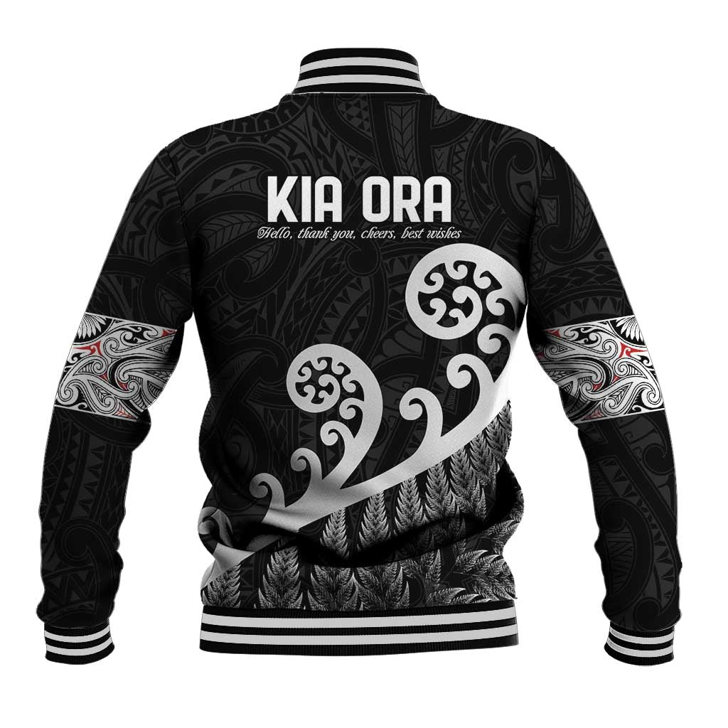 Kia Ora Maori Language Baseball Jacket Te Reo Maori Koru Fern Art