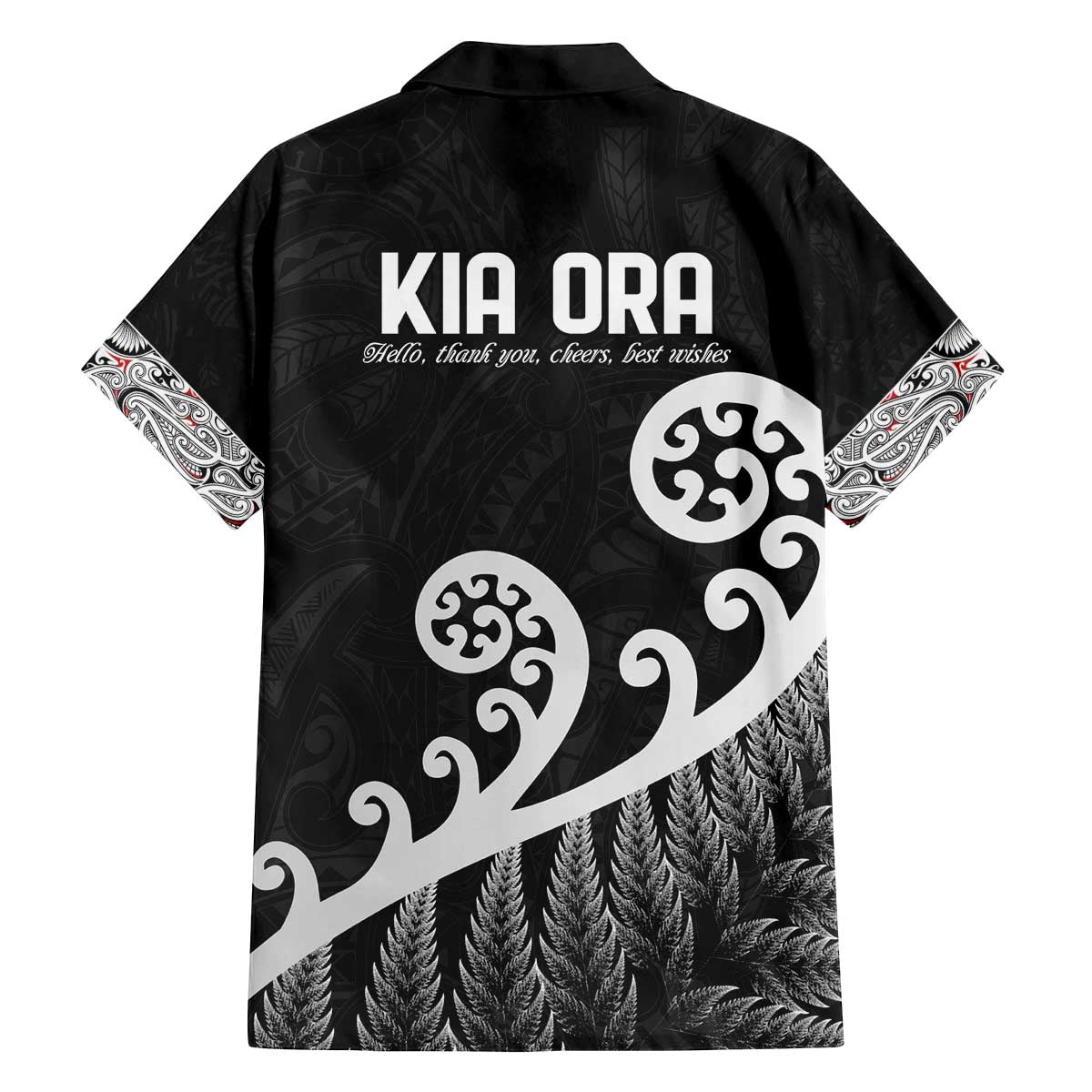 Kia Ora Maori Language Family Matching Off The Shoulder Long Sleeve Dress and Hawaiian Shirt Te Reo Maori Koru Fern Art LT9 - Polynesian Pride