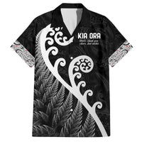 Kia Ora Maori Language Family Matching Puletasi and Hawaiian Shirt Te Reo Maori Koru Fern Art LT9 Dad's Shirt - Short Sleeve Black - Polynesian Pride