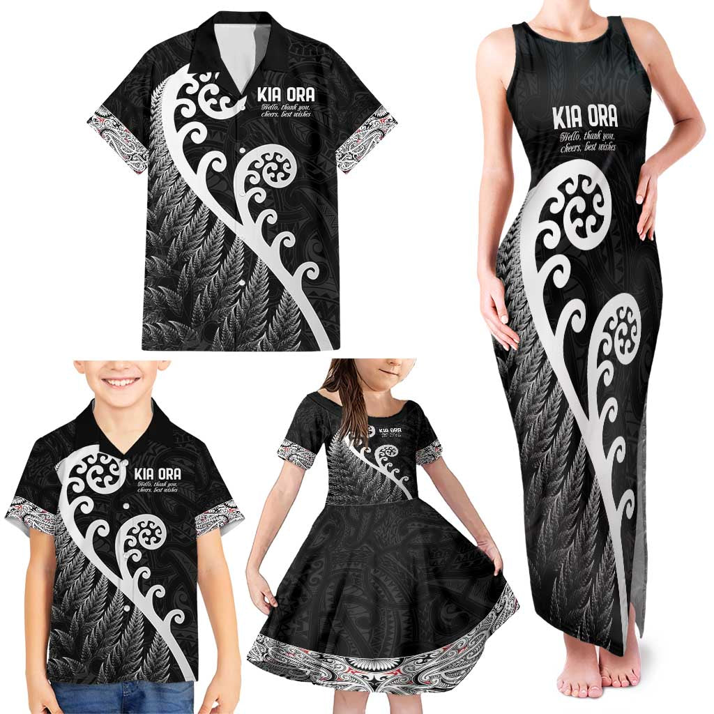 Kia Ora Maori Language Family Matching Tank Maxi Dress and Hawaiian Shirt Te Reo Maori Koru Fern Art LT9 - Polynesian Pride