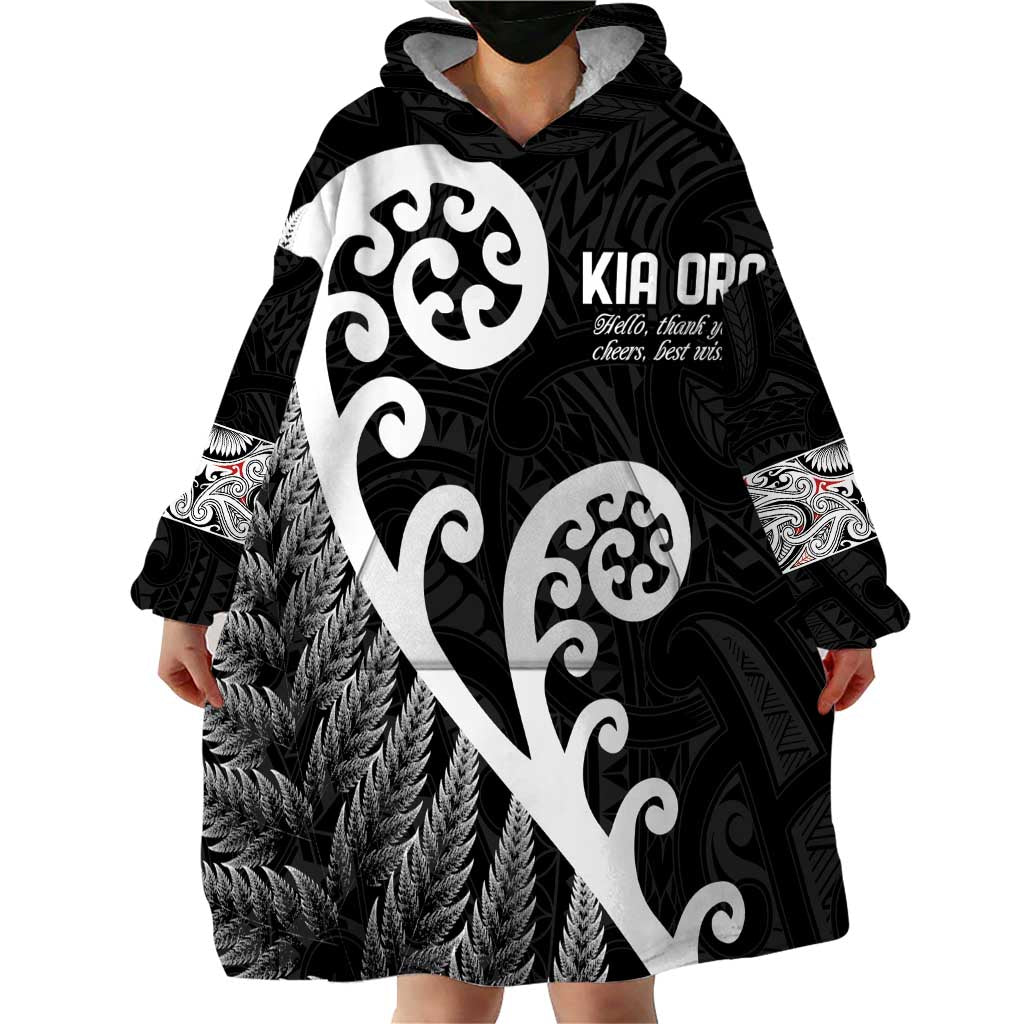 Kia Ora Maori Language Wearable Blanket Hoodie Te Reo Maori Koru Fern Art LT9 - Polynesian Pride