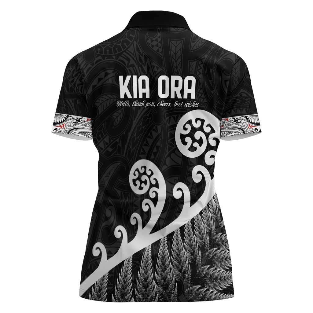 Kia Ora Maori Language Women Polo Shirt Te Reo Maori Koru Fern Art