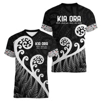 Kia Ora Maori Language Women V-Neck T-Shirt Te Reo Maori Koru Fern Art LT9 - Polynesian Pride