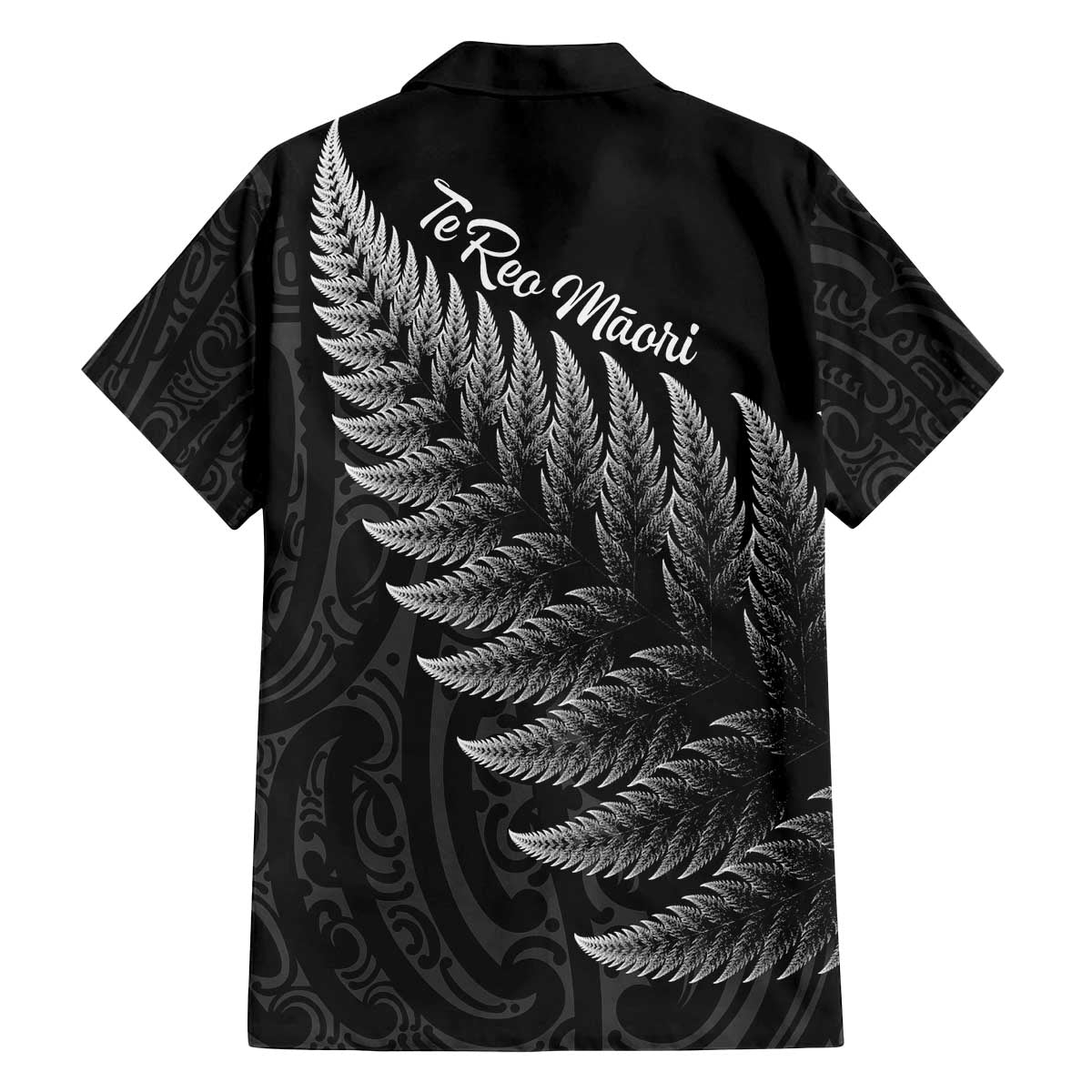 New Zealand Te Reo Mori Family Matching Off The Shoulder Long Sleeve Dress and Hawaiian Shirt Simple Black Fern LT9 - Polynesian Pride