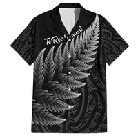 New Zealand Te Reo Mori Family Matching Summer Maxi Dress and Hawaiian Shirt Simple Black Fern LT9 Dad's Shirt - Short Sleeve Black - Polynesian Pride