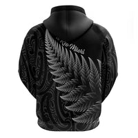 New Zealand Te Reo Mori Hoodie Simple Black Fern LT9 - Polynesian Pride