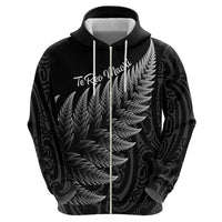 New Zealand Te Reo Mori Hoodie Simple Black Fern LT9 - Polynesian Pride