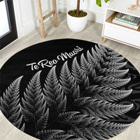 New Zealand Te Reo Mori Round Carpet Simple Black Fern LT9 Black - Polynesian Pride