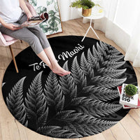 New Zealand Te Reo Mori Round Carpet Simple Black Fern LT9 - Polynesian Pride