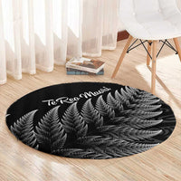 New Zealand Te Reo Mori Round Carpet Simple Black Fern LT9 - Polynesian Pride