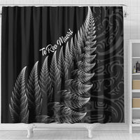 New Zealand Te Reo Mori Shower Curtain Simple Black Fern LT9 - Polynesian Pride