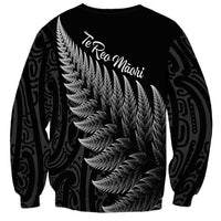 New Zealand Te Reo Māori Sweatshirt Simple Black Fern