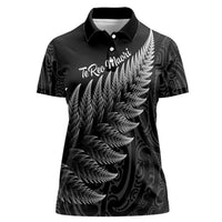 New Zealand Te Reo Māori Women Polo Shirt Simple Black Fern