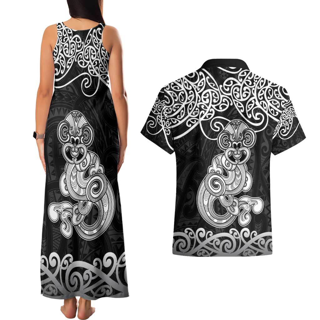 Te Reo Maori Tiki Inspired Art Couples Matching Tank Maxi Dress and Hawaiian Shirt LT9 - Polynesian Pride