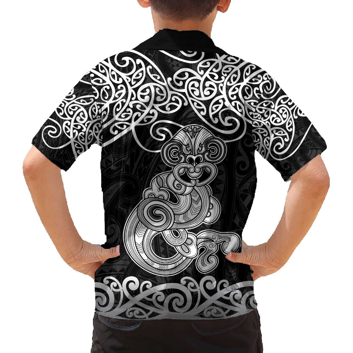 Te Reo Maori Tiki Inspired Art Family Matching Off The Shoulder Long Sleeve Dress and Hawaiian Shirt LT9 - Polynesian Pride