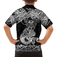 Te Reo Maori Tiki Inspired Art Family Matching Short Sleeve Bodycon Dress and Hawaiian Shirt LT9 - Polynesian Pride