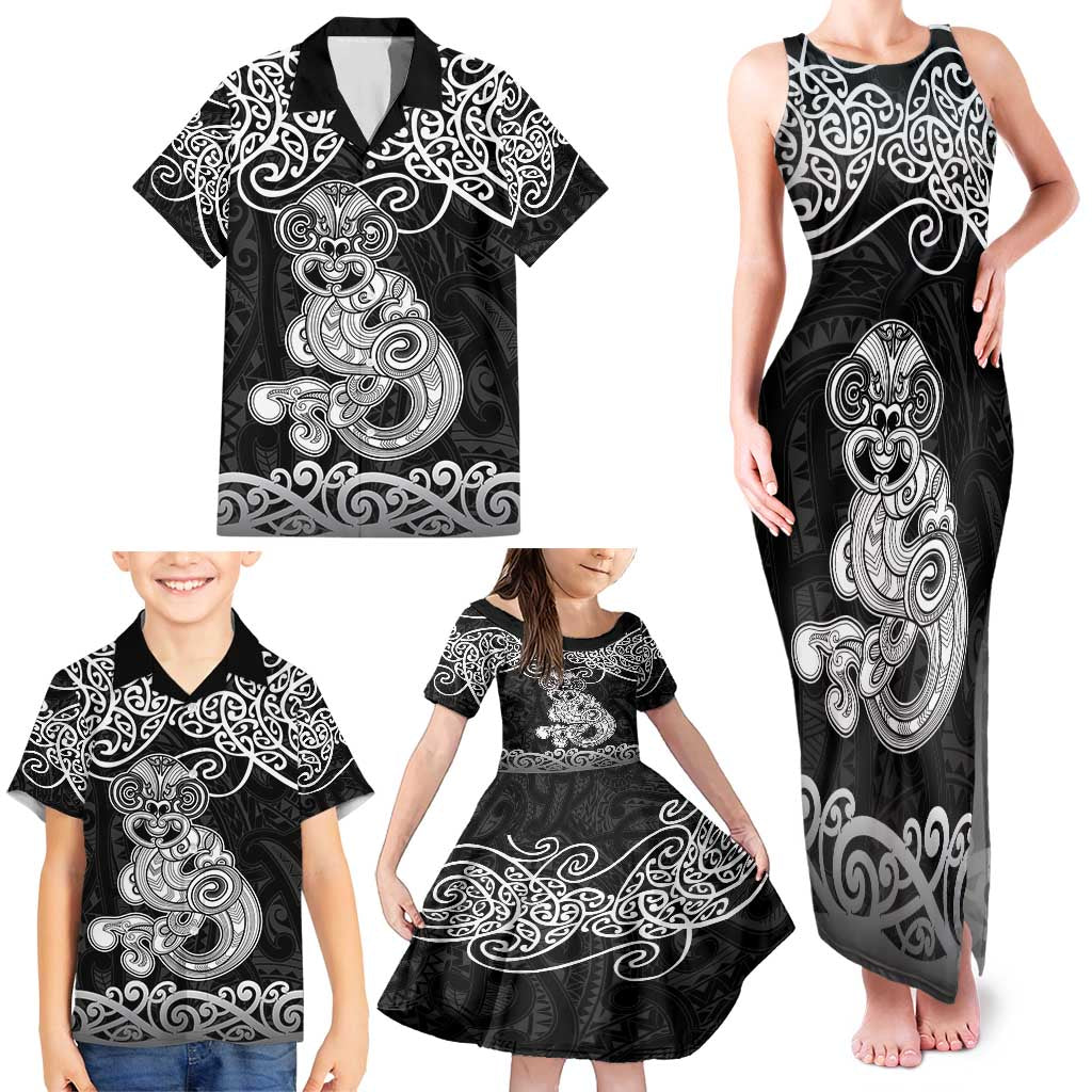 Te Reo Maori Tiki Inspired Art Family Matching Tank Maxi Dress and Hawaiian Shirt LT9 - Polynesian Pride