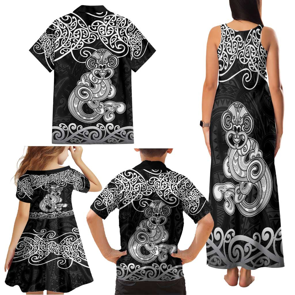 Te Reo Maori Tiki Inspired Art Family Matching Tank Maxi Dress and Hawaiian Shirt LT9 - Polynesian Pride