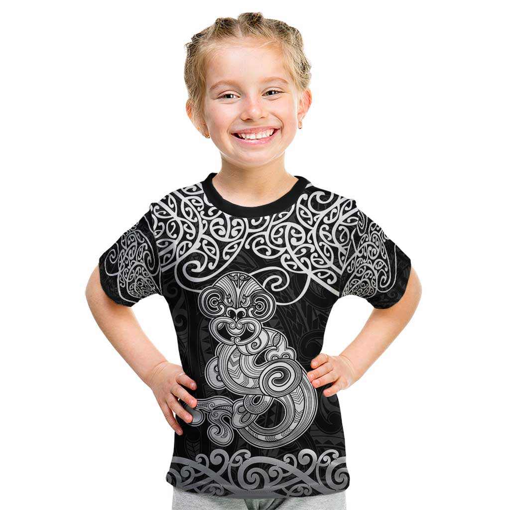 Te Reo Maori Tiki Inspired Art Kid T Shirt LT9 Black - Polynesian Pride