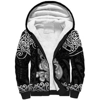 Te Reo Maori Tiki Inspired Art Sherpa Hoodie LT9 Unisex Black - Polynesian Pride