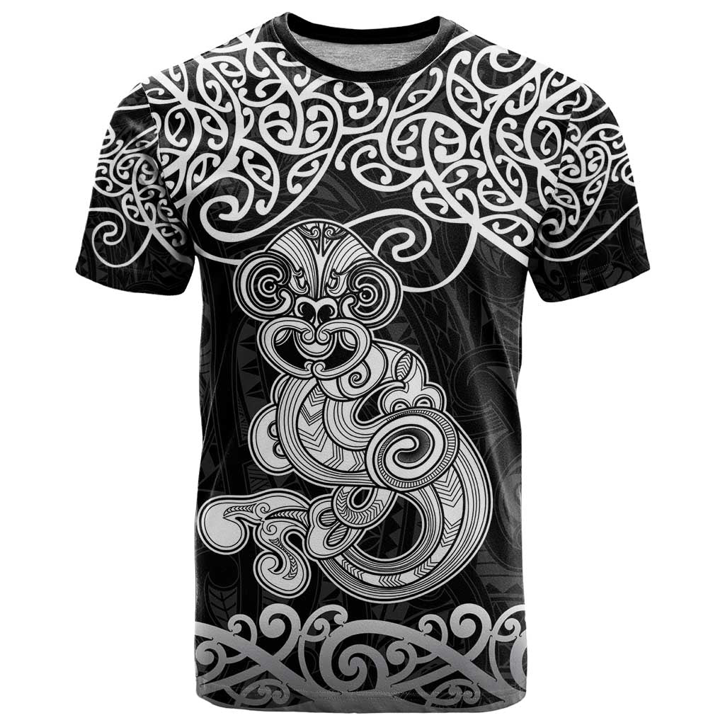 Te Reo Maori Tiki Inspired Art T Shirt LT9 Black - Polynesian Pride