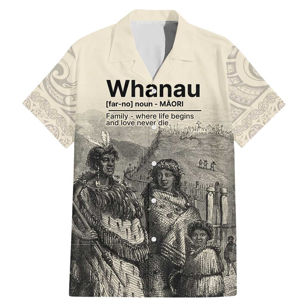 Whanau Maori Language Family Matching Mermaid Dress and Hawaiian Shirt Te Reo Maori Inspired Art LT9 Dad's Shirt - Short Sleeve Nude - Polynesian Pride