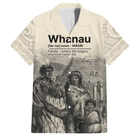 Whanau Maori Language Family Matching Off Shoulder Maxi Dress and Hawaiian Shirt Te Reo Maori Inspired Art LT9 Dad's Shirt - Short Sleeve Nude - Polynesian Pride
