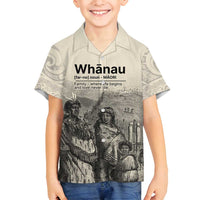 Whanau Maori Language Family Matching Off Shoulder Maxi Dress and Hawaiian Shirt Te Reo Maori Inspired Art LT9 Son's Shirt Nude - Polynesian Pride