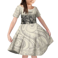 Whanau Maori Language Family Matching Tank Maxi Dress and Hawaiian Shirt Te Reo Maori Inspired Art LT9 Daughter's Dress Nude - Polynesian Pride