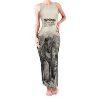 Whanau Maori Language Family Matching Tank Maxi Dress and Hawaiian Shirt Te Reo Maori Inspired Art LT9 Mom's Dress Nude - Polynesian Pride