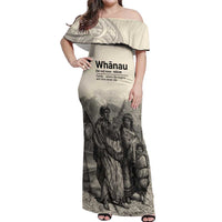 Whanau Maori Language Off Shoulder Maxi Dress Te Reo Maori Inspired Art
