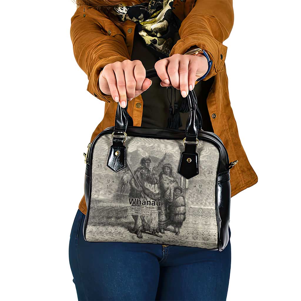 Whanau Maori Language Shoulder Handbag Te Reo Maori Inspired Art LT9 One Size Nude - Polynesian Pride