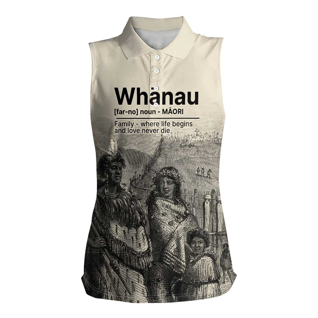 Whanau Maori Language Women Sleeveless Polo Shirt Te Reo Maori Inspired Art LT9 Female Nude - Polynesian Pride