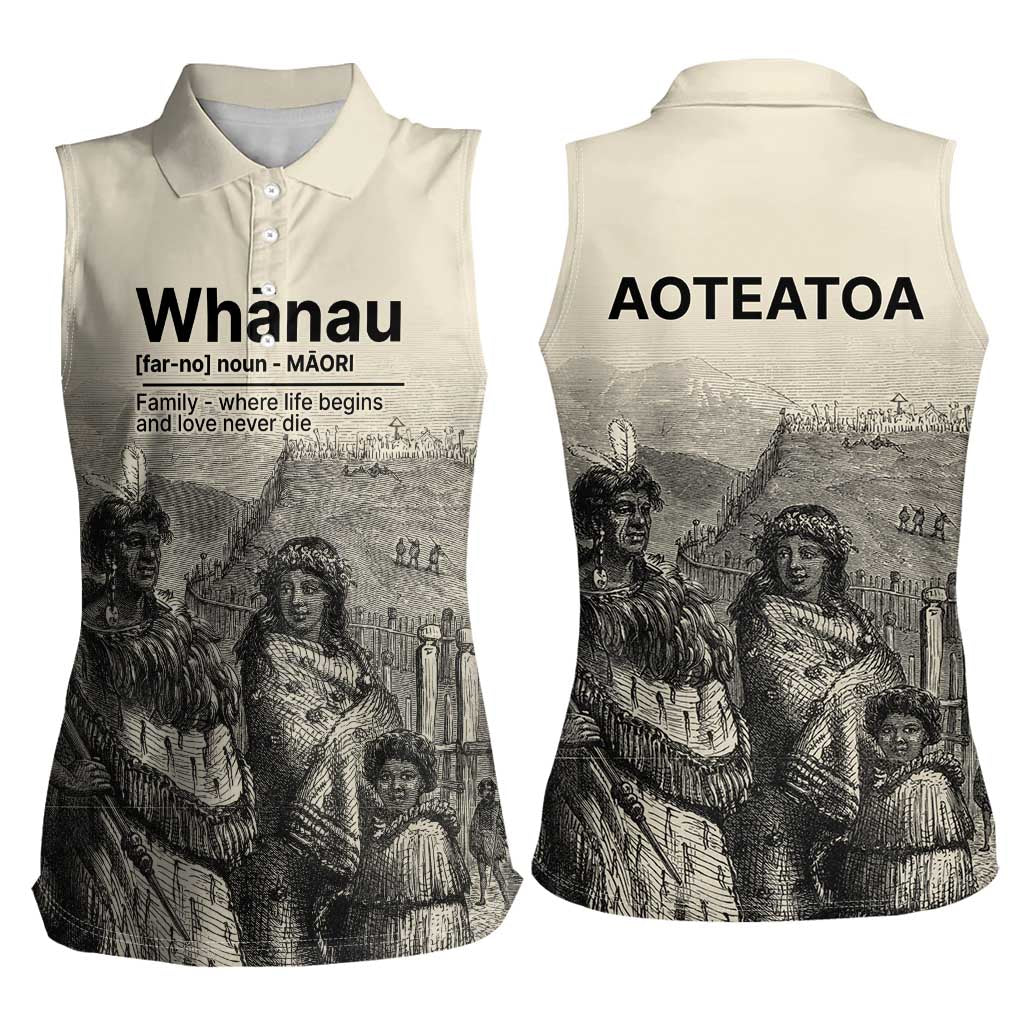 Whanau Maori Language Women Sleeveless Polo Shirt Te Reo Maori Inspired Art LT9 - Polynesian Pride