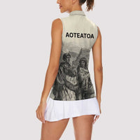 Whanau Maori Language Women Sleeveless Polo Shirt Te Reo Maori Inspired Art LT9 - Polynesian Pride