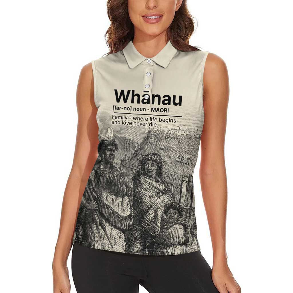 Whanau Maori Language Women Sleeveless Polo Shirt Te Reo Maori Inspired Art LT9 - Polynesian Pride
