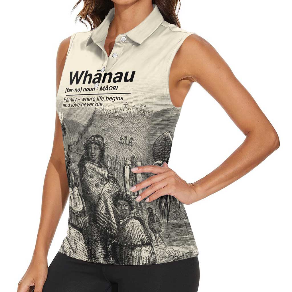 Whanau Maori Language Women Sleeveless Polo Shirt Te Reo Maori Inspired Art LT9 - Polynesian Pride