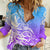 Polynesian Sunset Plumeria Women Casual Shirt Pacific Island Tribal Blue Style LT9 Female Blue - Polynesian Pride
