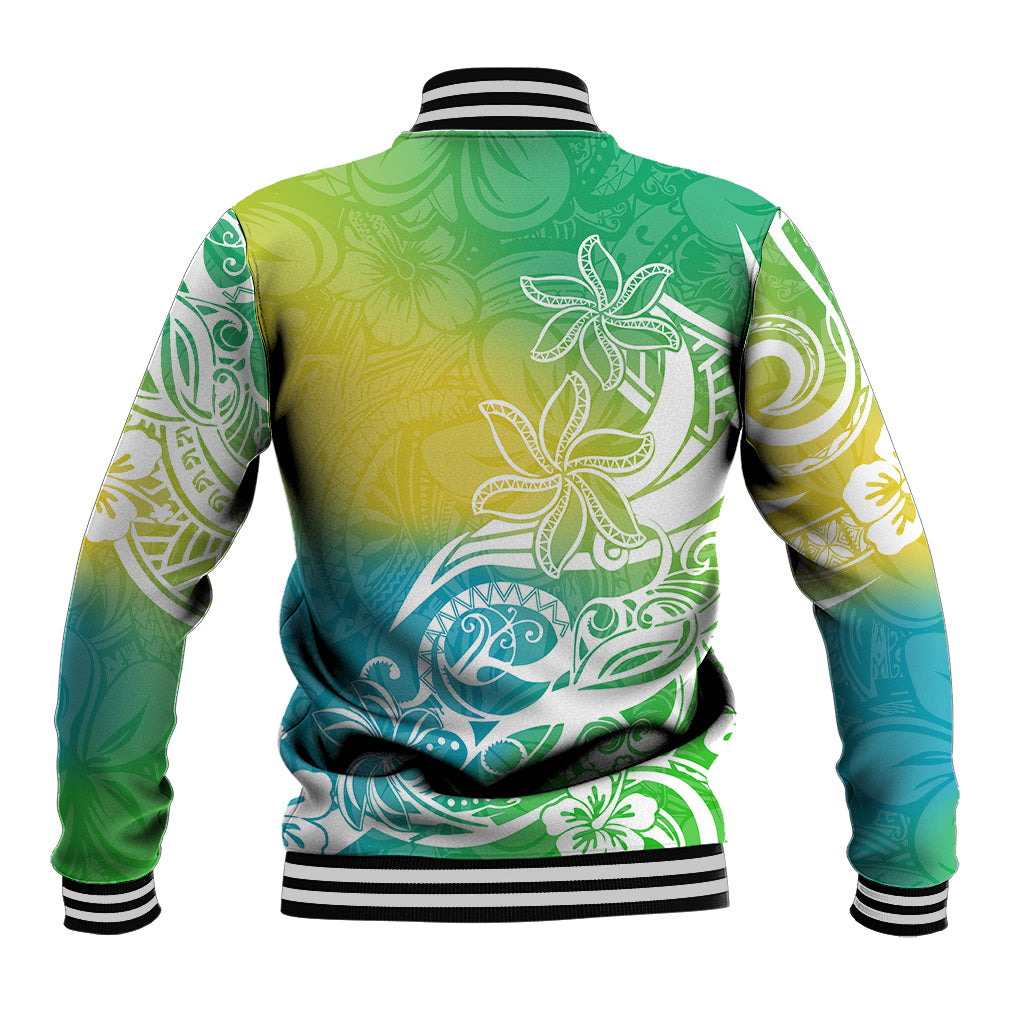 Polynesian Sunset Plumeria Baseball Jacket Pacific Island Tribal Green Style LT9 - Polynesian Pride