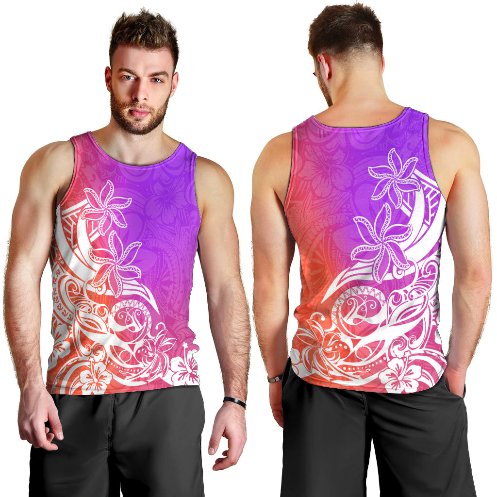 Polynesian Sunset Plumeria Men Tank Top Pacific Island Tribal Purple Style LT9 - Polynesian Pride