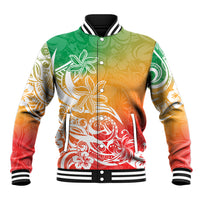 Polynesian Sunset Plumeria Baseball Jacket Pacific Island Tribal Reggae Style LT9 Unisex Reggae - Polynesian Pride